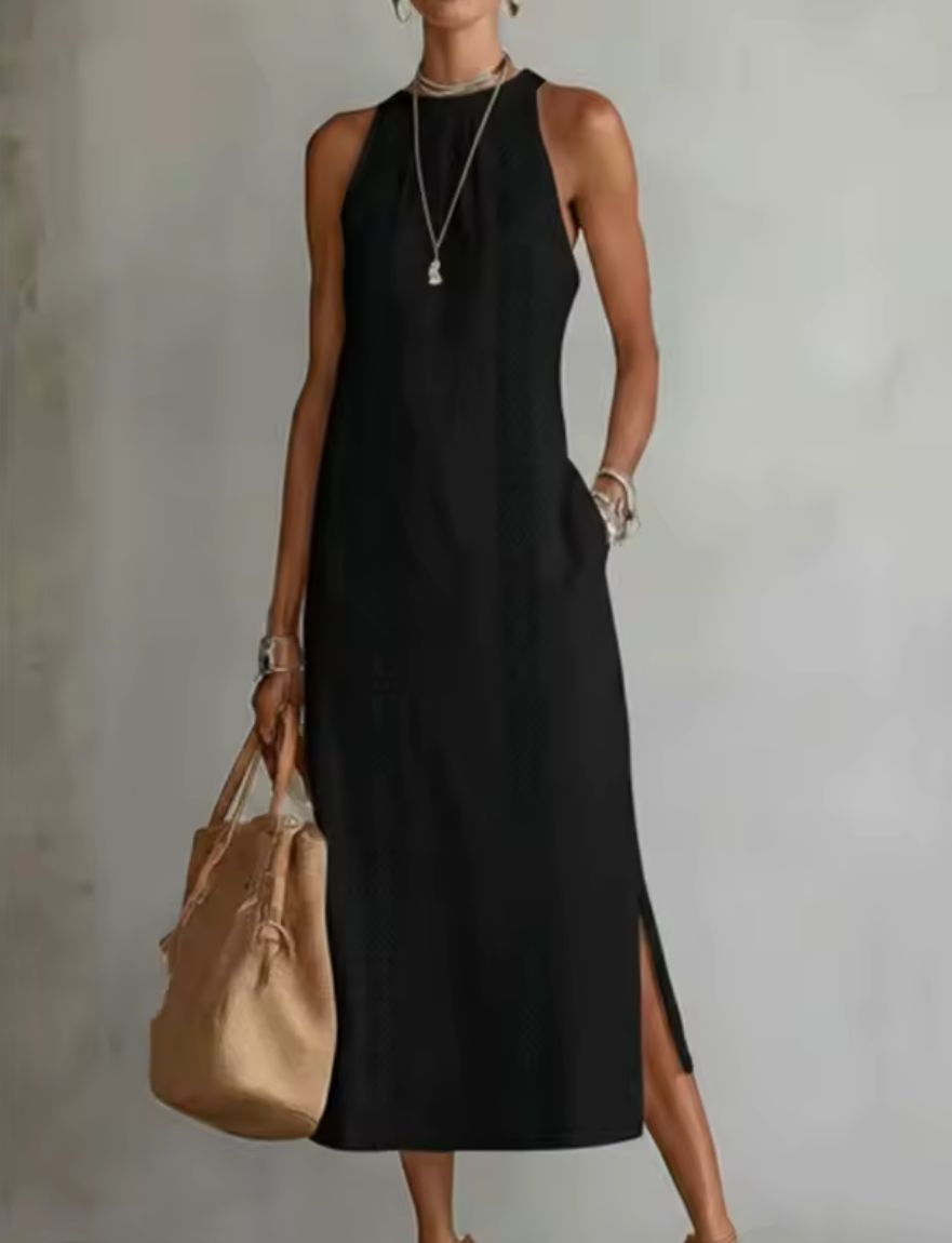 Vestido vaquero con estampado de encaje.