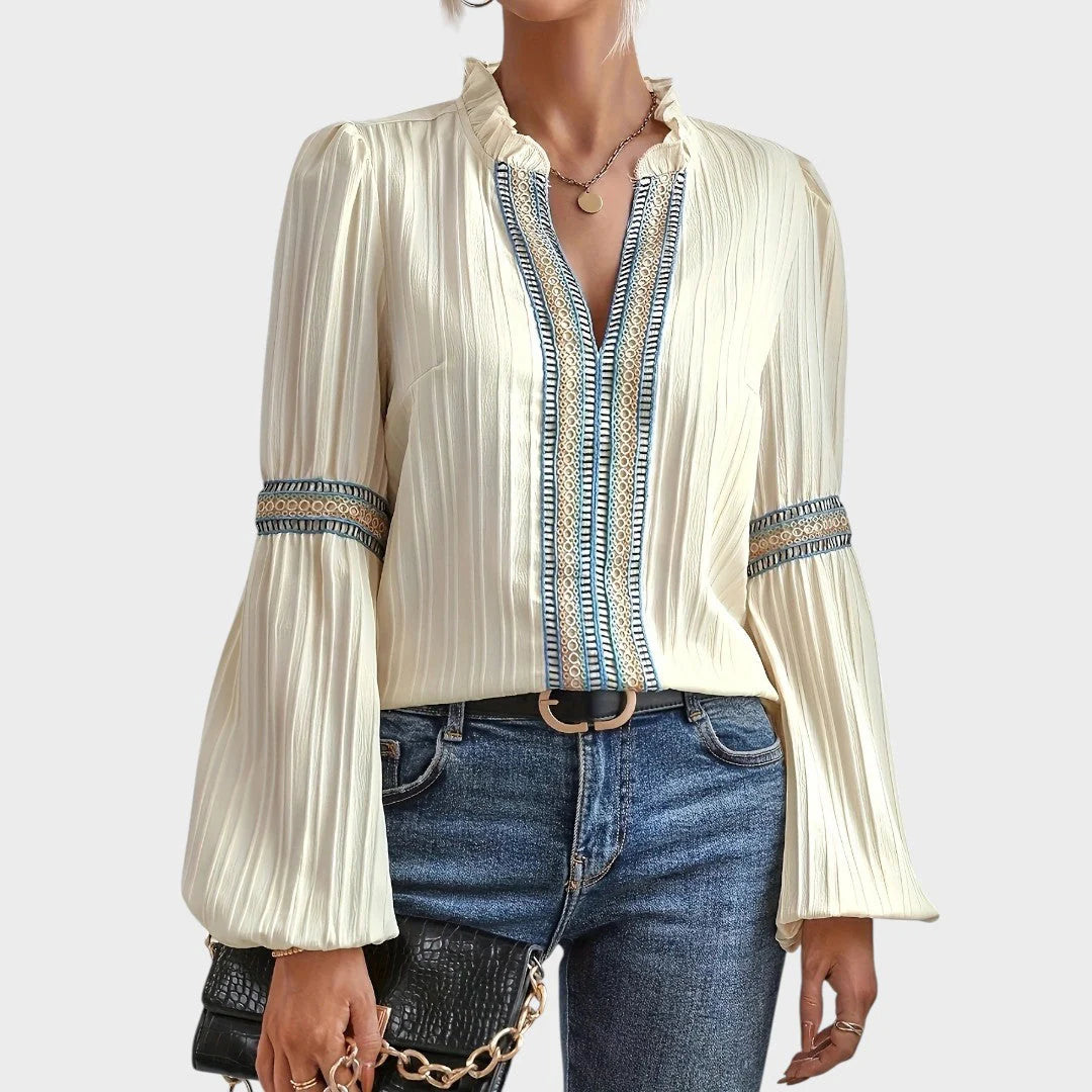 Blusa vintage con cuello en V
