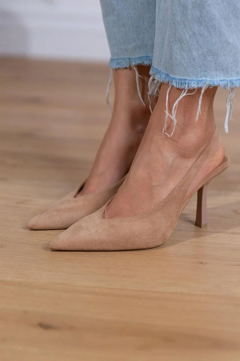 Malena | Tacones bajos color beige