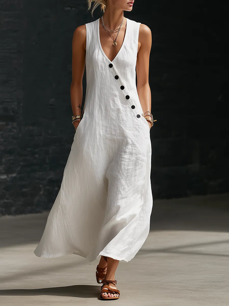 Vestido largo abotonado: prenda cómoda y minimalista para el día a día.