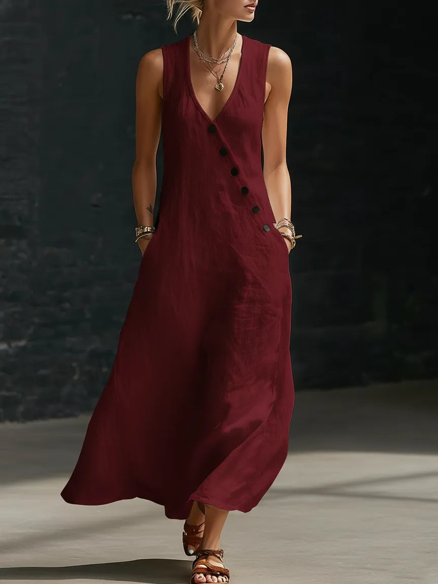 Vestido largo abotonado: prenda cómoda y minimalista para el día a día.