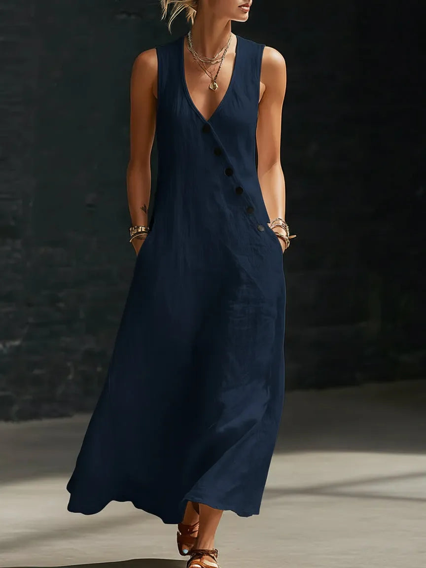 Vestido largo abotonado: prenda cómoda y minimalista para el día a día.