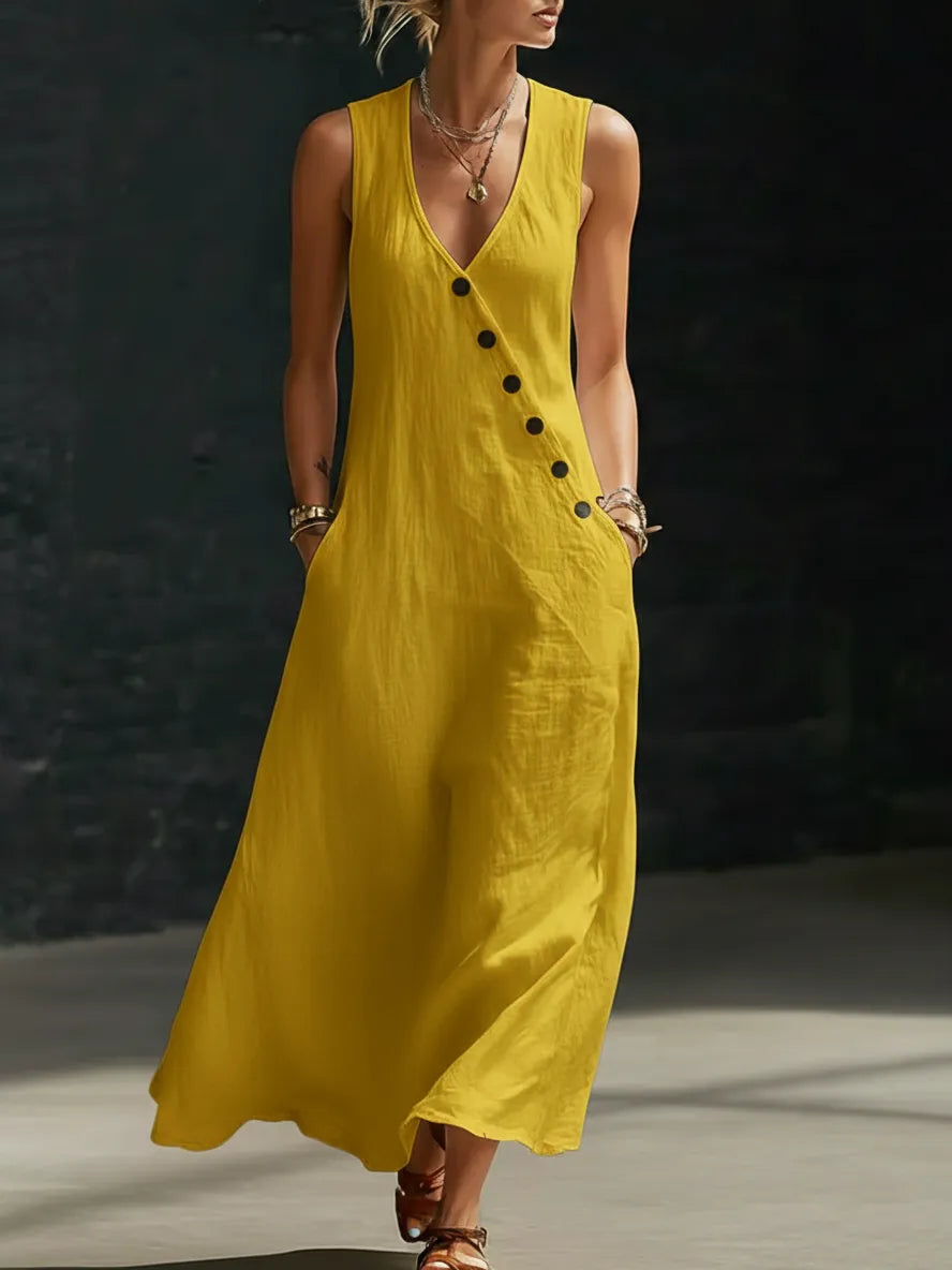 Vestido largo abotonado: prenda cómoda y minimalista para el día a día.