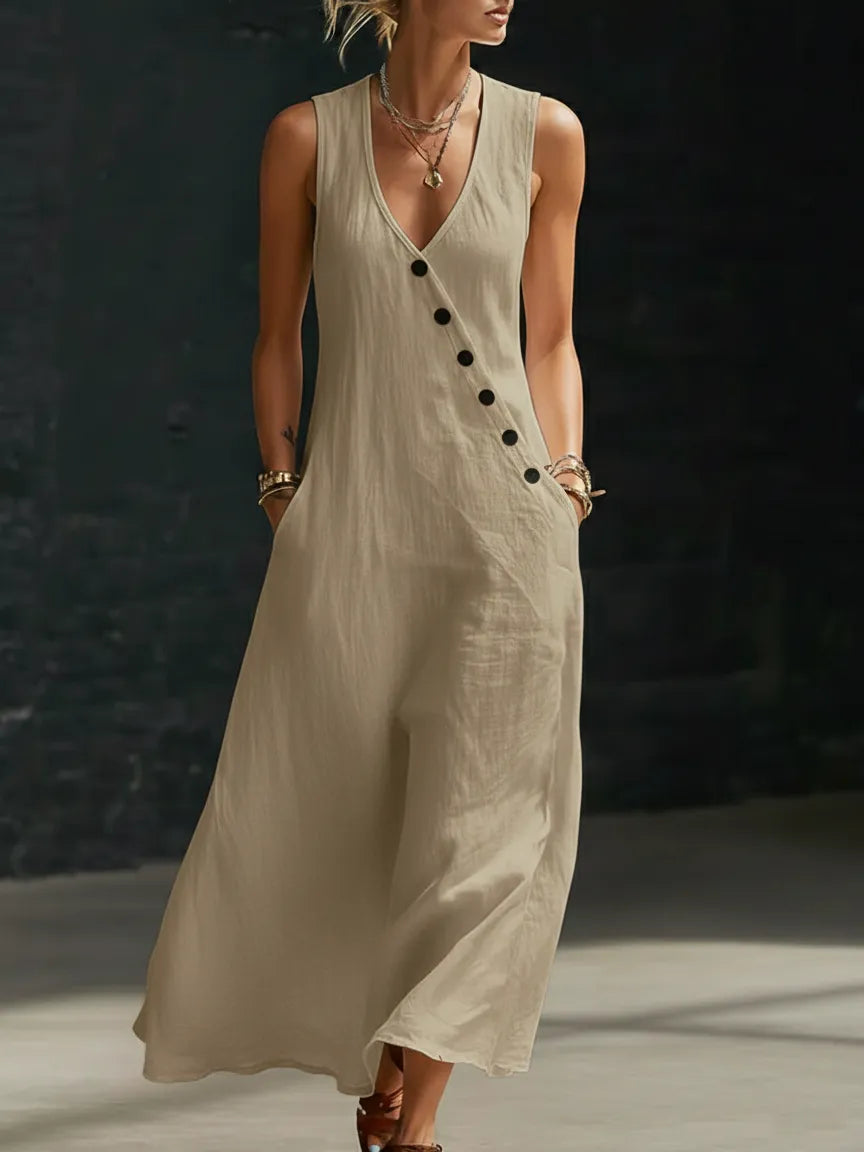 Vestido largo abotonado: prenda cómoda y minimalista para el día a día.