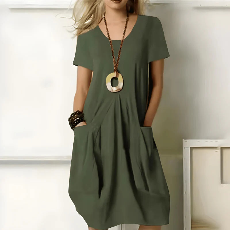 Elegante vestido de algodón con bolsillos