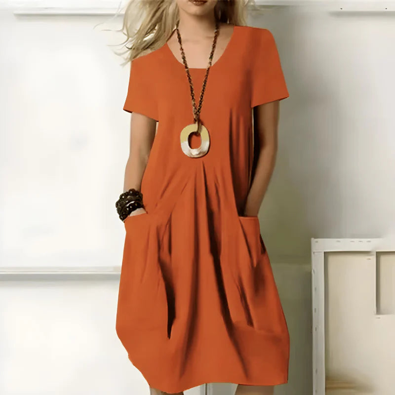 Elegante vestido de algodón con bolsillos